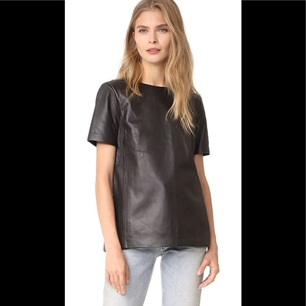 MACKAGE Tatiana Leather Black Top size XS nWT - Picture 2 of 5